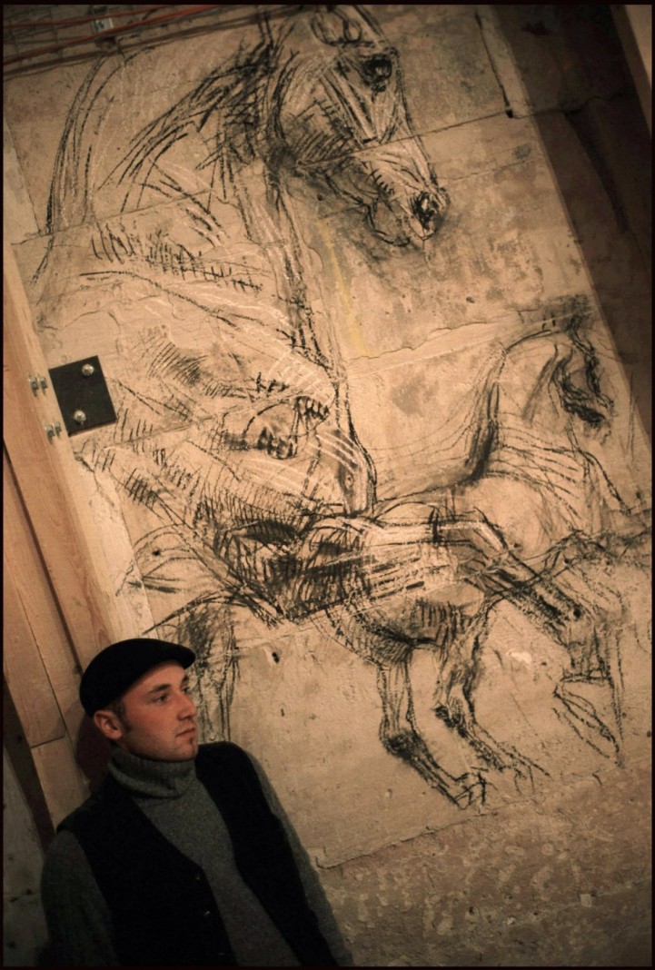 Classic horse drawings adorn the stable walls