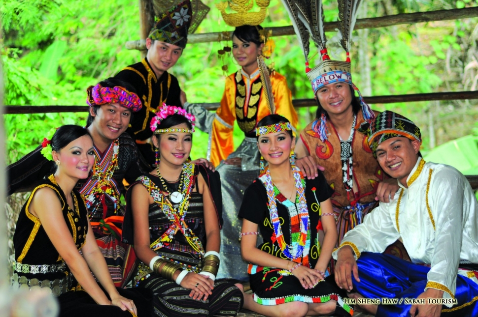 Sabahans in their traditional costumes