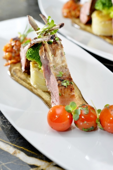 Lamb with cherry tomatoes on board an APT cruise