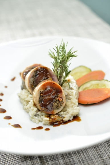 Veal medallions atop funghi risotto on Scenic Jasper