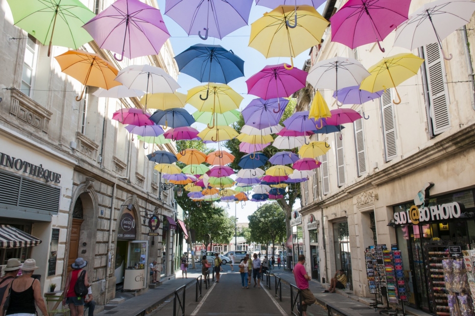 Umbrella installation at the Arles Photography Festival
