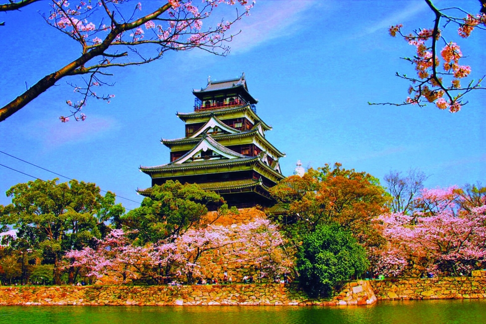 Cherry Blossom frame the Hiroshima castle