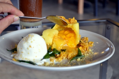 Salted egg yolk molten cake at Softcore