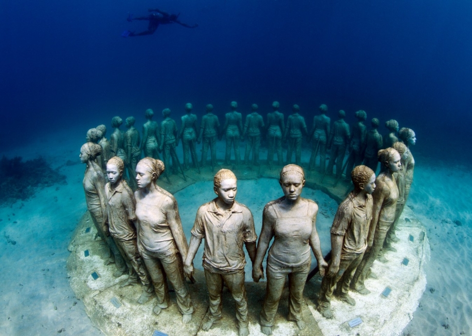 British sculptor Jason deCaires Taylor uses his installations to highlight the importance of protecting the marine environment