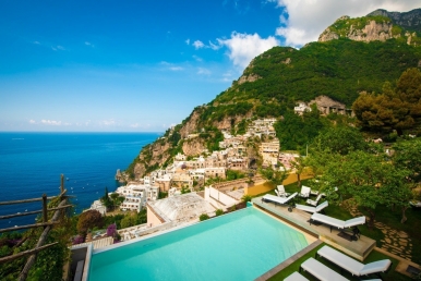 A stunning view of the Amalfi Coast from the Carrington Italia Villa; Photo © Carrington Italia
