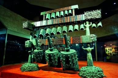 Ancient bronze bells from 433 BC displayed in the Hubei Provincial Museum