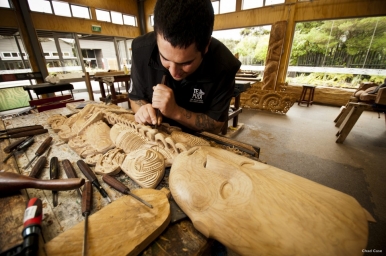 An authentic New Zealand wood carving
