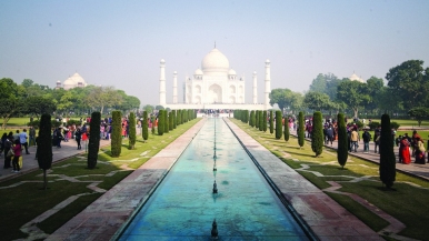 The mighty Taj Mahal in the Indian city of Agra, one of the seven wonders of the world