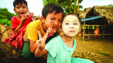 Happy faces of children in Myanmar