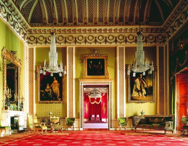 The Throne Room in Buckingham Palace is used for court ceremonies and official entertaining