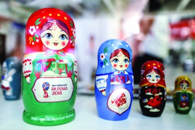 World Cup branded Matryoshka nesting dolls for sale at the FIFA official shop