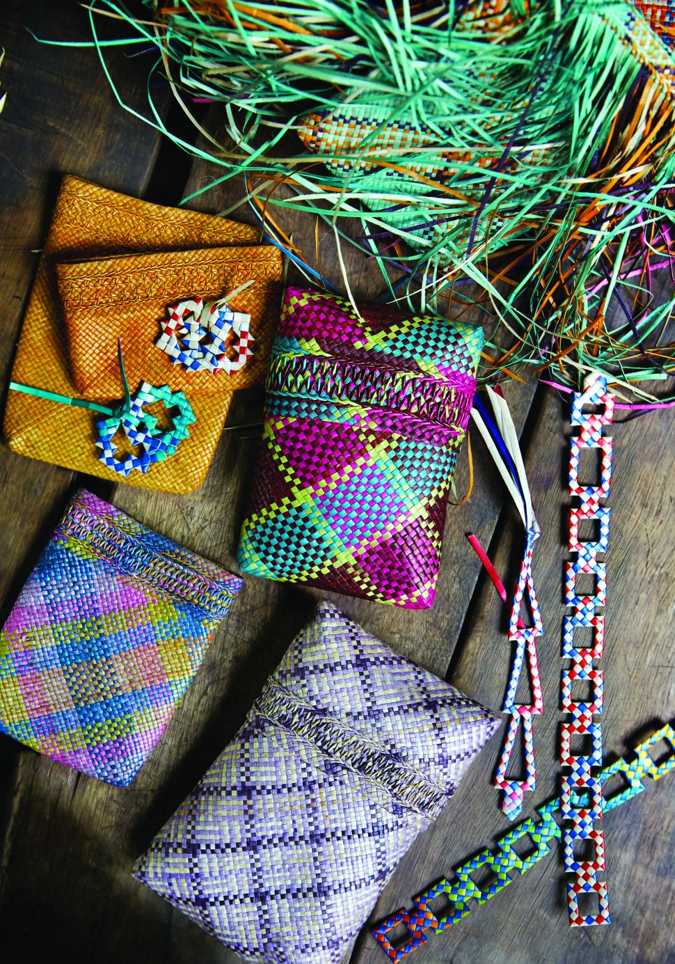 Beautiful bookmarks, pouches, bags and other handcrafted items made by Mah Meri artisans