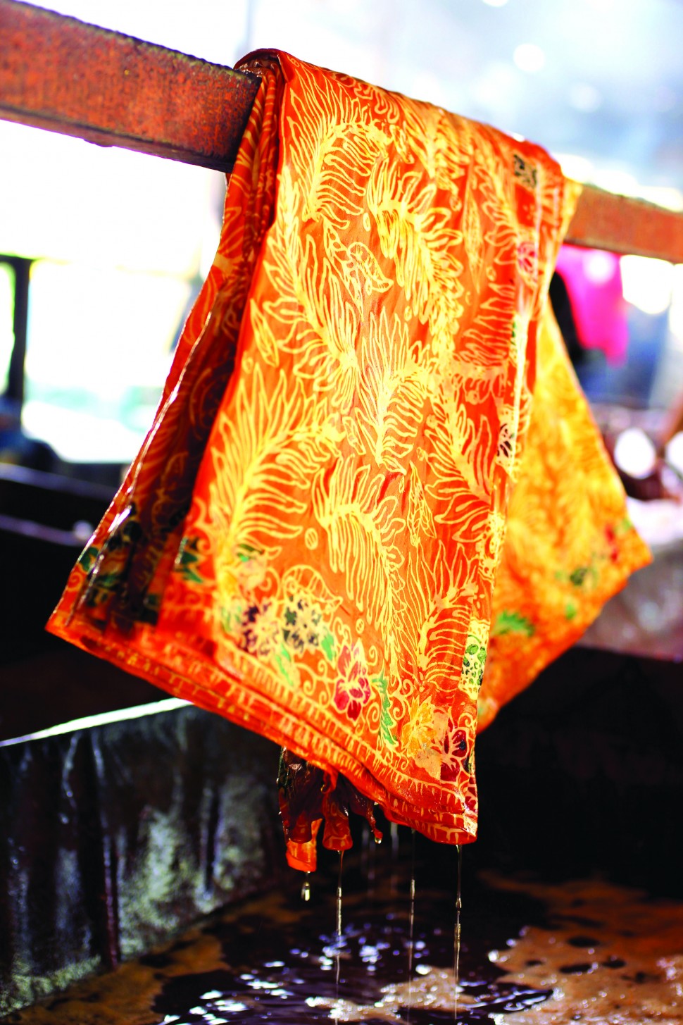 The fabric is hand-dyed and block-printed