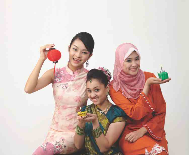Malaysian multi-ethnic traditional costumes