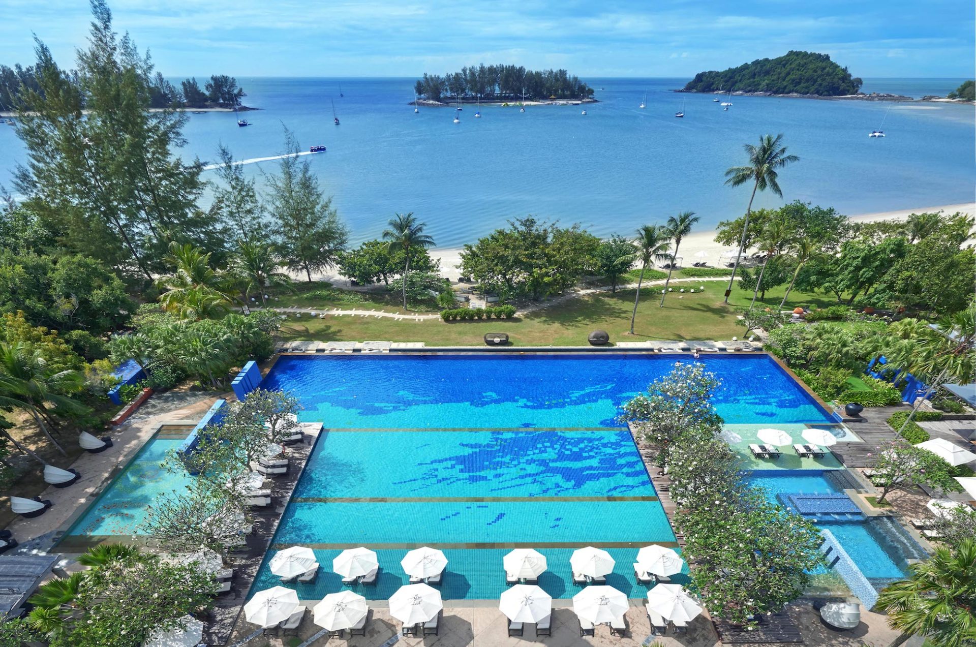 Three-tiered infinity pool at The Danna Langkawi