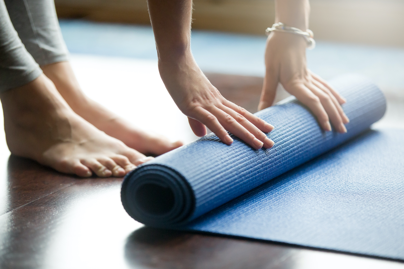Yoga mats for indoor workouts. Photo credit: Shutterstock.com