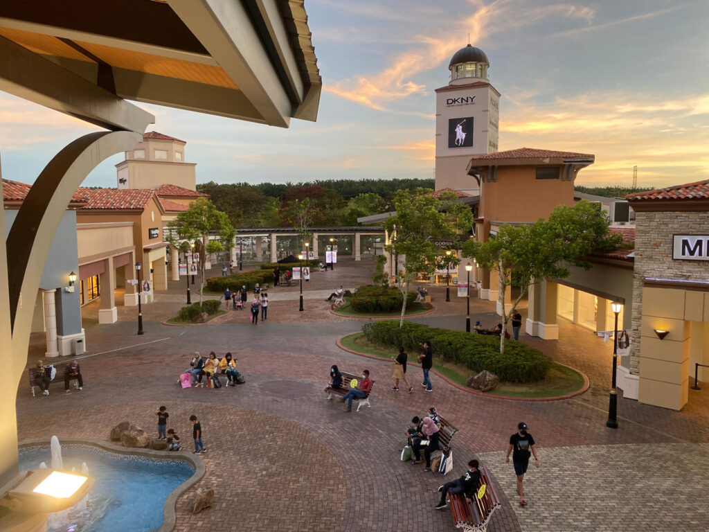 A view of Johor Premium Outlet park during sunset. The place is a famous shopping place in Malaysia that offers great off-season collections