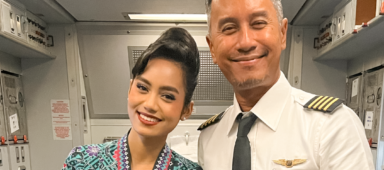 Flight attendant Arianna Balqish with her father