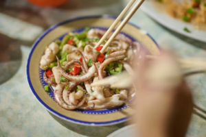 Squid and chilli stir fry