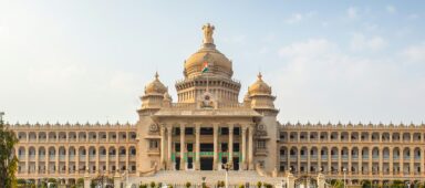 Karnataka state Parliament house known as Vidhan Soudha in the city of Bangalore