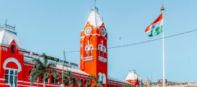 View of Chennai Central railway station in sunny day