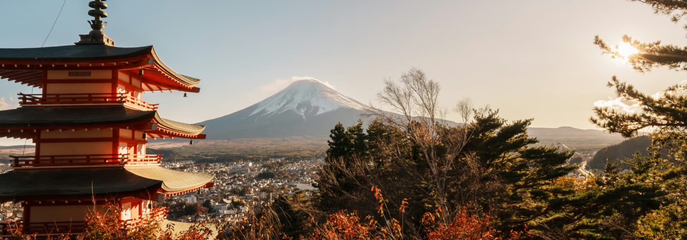 Mount Fuji view at Chureito Pagoda in autumn season