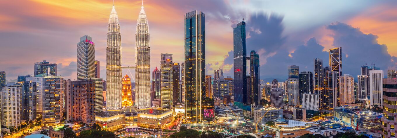 Kuala Lumpur's famous skyscraper at sunset