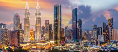 Kuala Lumpur's famous skyscraper at sunset