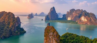 Aerial view of Hong tropical island and Phang Nga Bay in Phuket