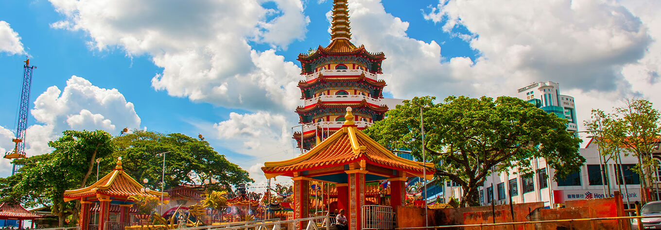 View of a beautiful Chinese Tua Pek Kong Temple in Sibu City