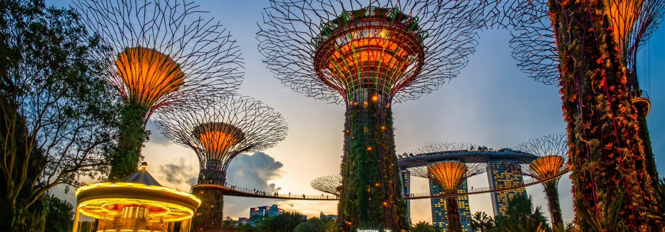Gardens by the Bay at sunset